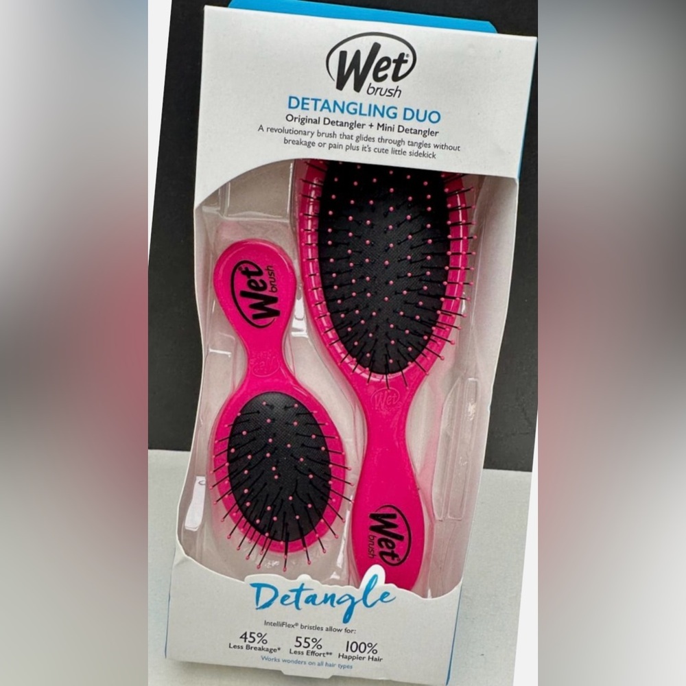 Wet Brush Detangling Duo Original Full Size and Mini Gentle all hair types set